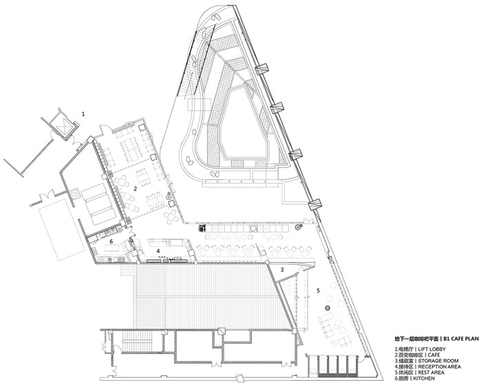 集團總部辦公樓地下一層咖啡吧平面