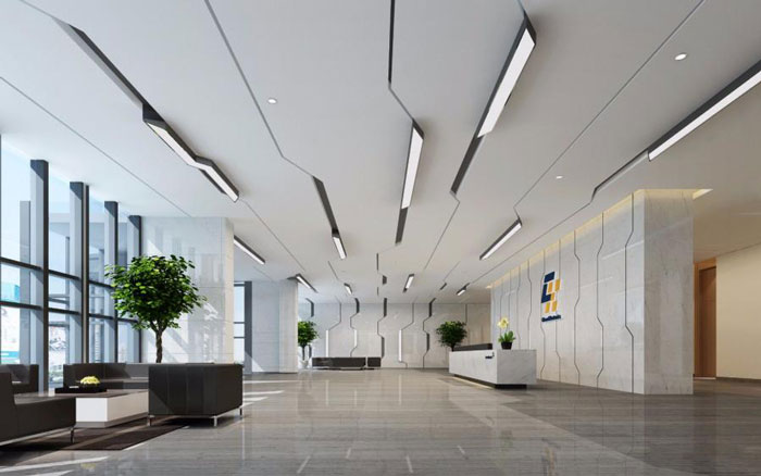 杭州濱江區長河街道辦公室前臺裝修設計效果圖