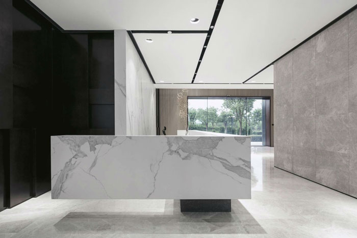 總部大樓辦公室前臺裝修設計效果圖