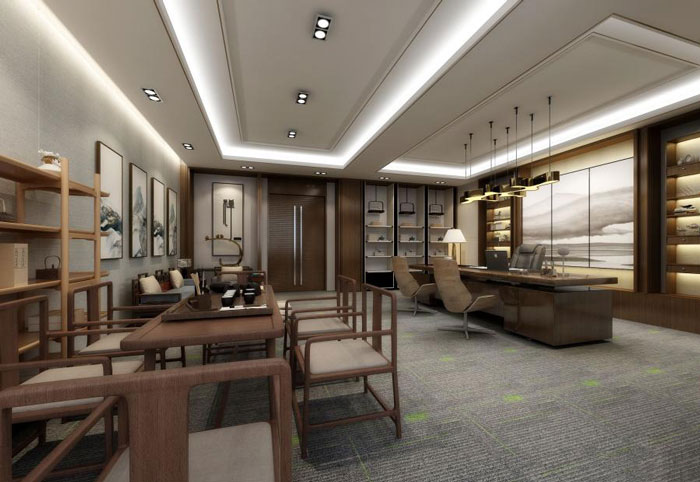 國際貿易公司董事長辦公室裝修設計效果圖