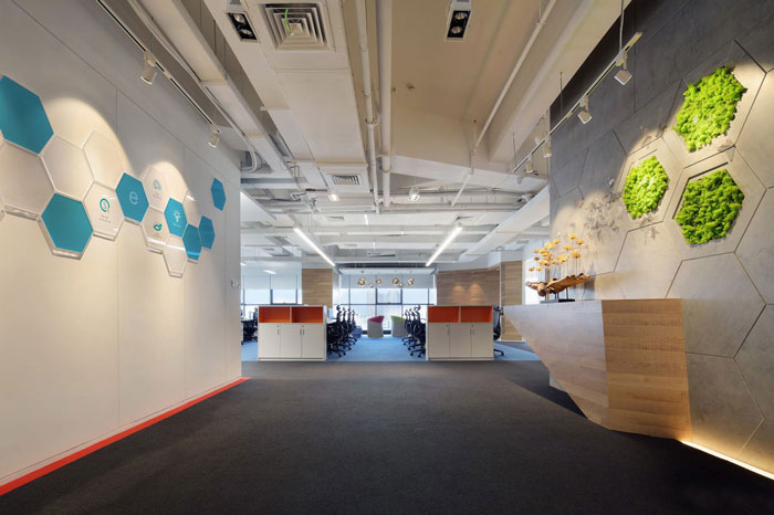 金融控股集團辦公室前臺過道裝修設計效果圖