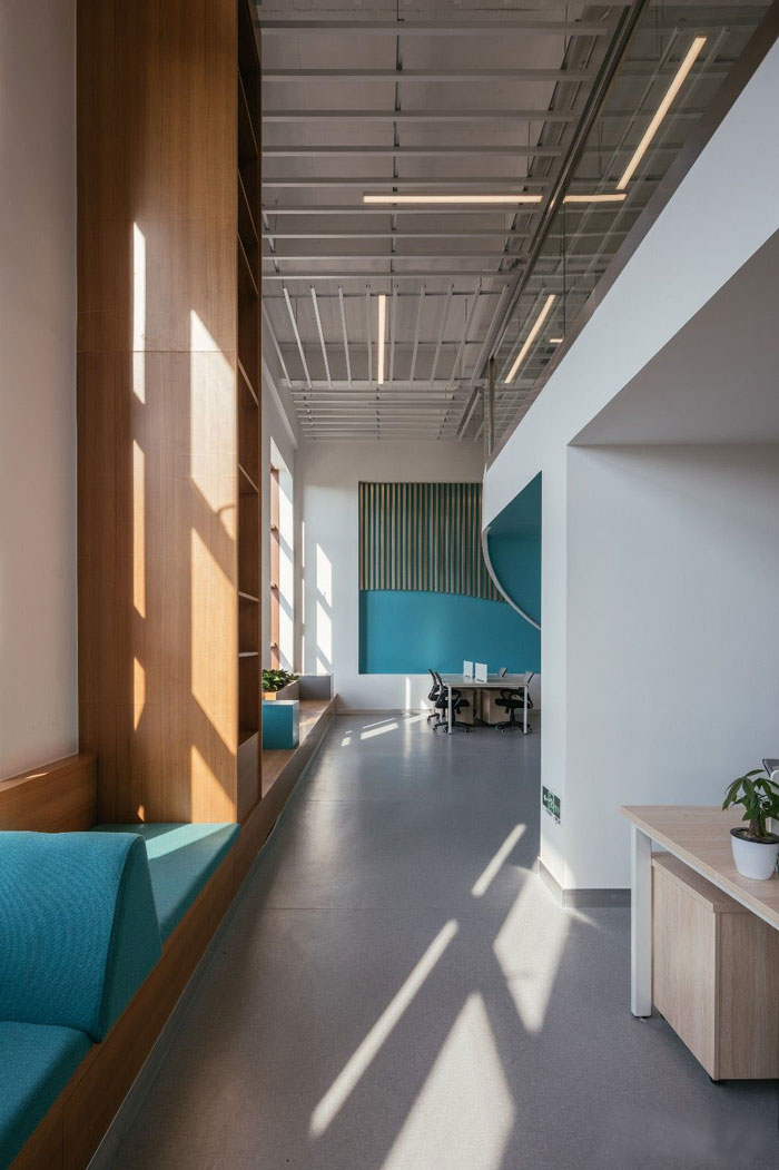 生物科技公司辦公室一樓休息區裝修設計效果圖