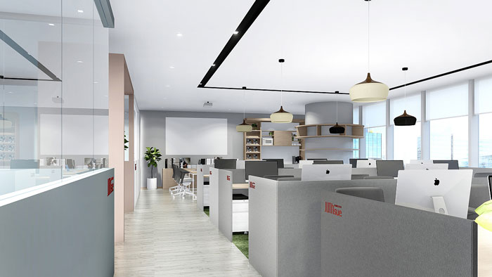 金融公司辦公室辦公區(qū)裝修設計效果圖