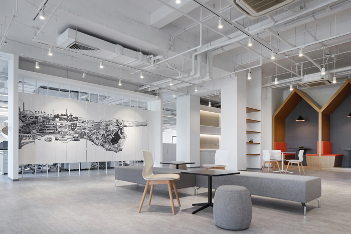 辦公大樓共享開放區裝修設計效果圖