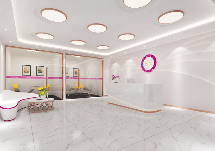 化妝品公司前臺接待裝修設計效果圖