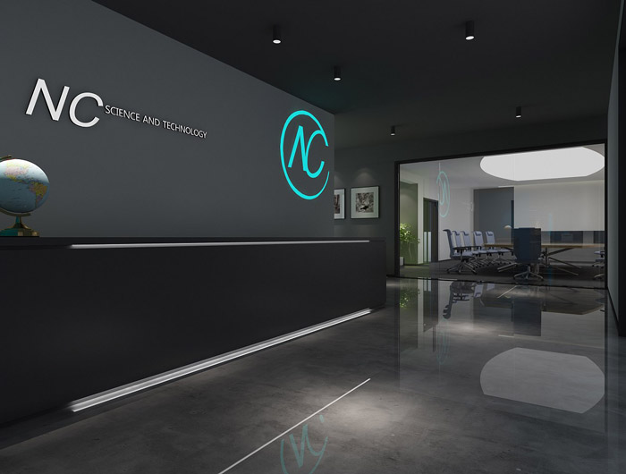 科技辦公室前臺裝修設計效果圖