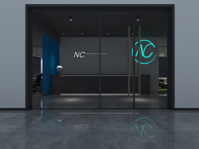 科技辦公室進門區裝修設計效果圖