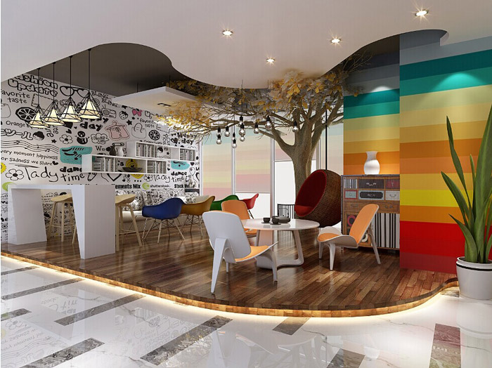 電商科技公司接待區裝修設計效果圖