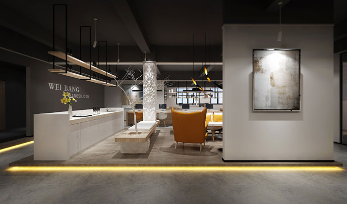 灰色風格辦公室接待區裝修設計效果圖