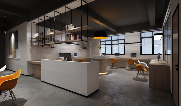 灰色風格辦公室辦公區裝修設計效果圖
