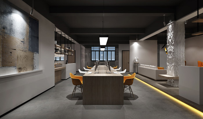 灰色風格辦公室辦公區裝修設計效果圖