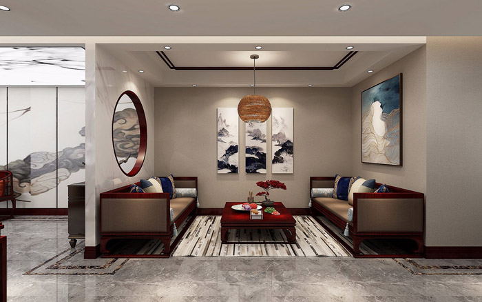 中式辦公室接待區裝修效果圖