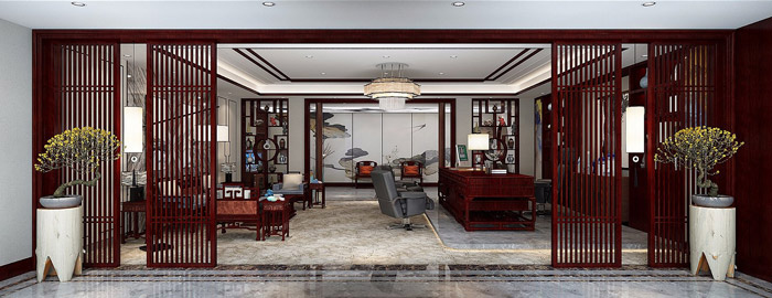 中式總經理辦公室裝修效果圖