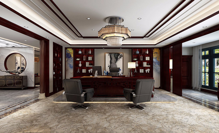 中式總經理辦公室裝修效果圖