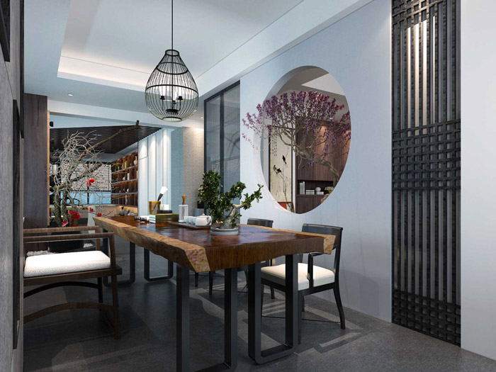 新中式辦公空間辦公區裝修效果圖