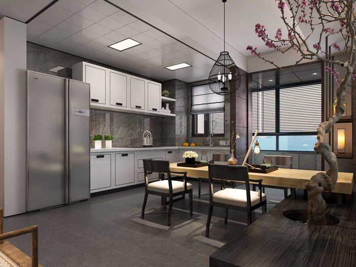 新中式辦公空間茶水間裝修效果圖