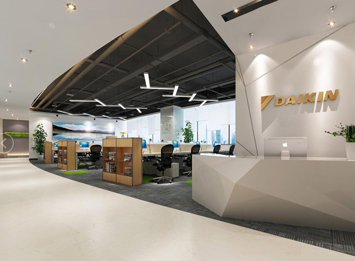 現代簡約辦公室前臺設計效果圖