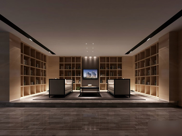 中式禪意辦公室接待區設計效果圖