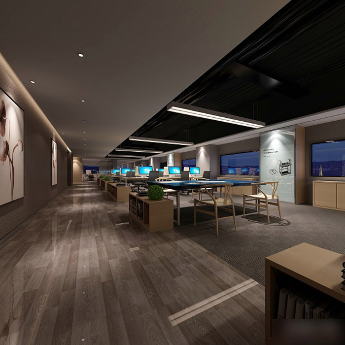 中式禪意辦公室辦公區設計效果圖