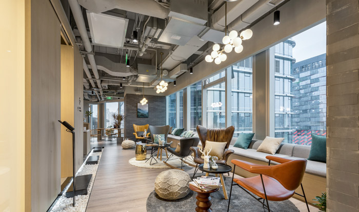 清爽辦公室接待區裝修設計效果圖