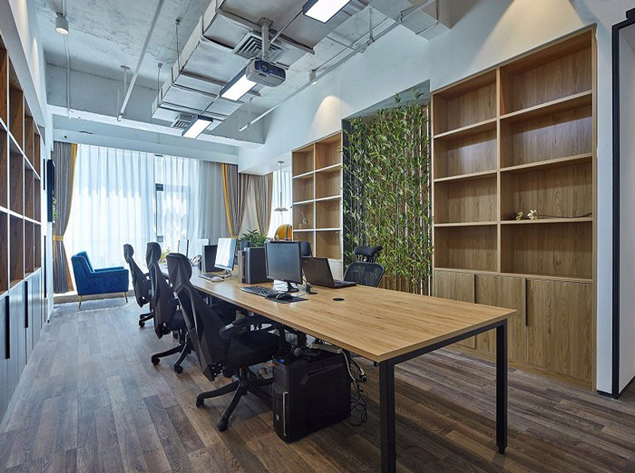 新中式辦公室辦公區設計效果圖