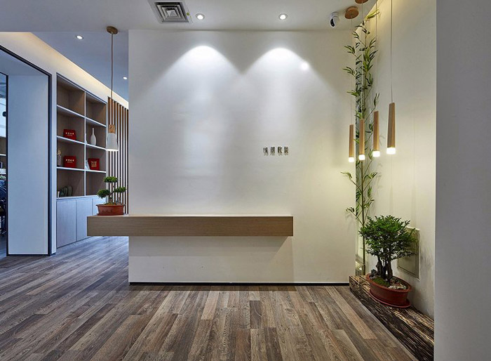 新中式辦公室前臺設計效果圖