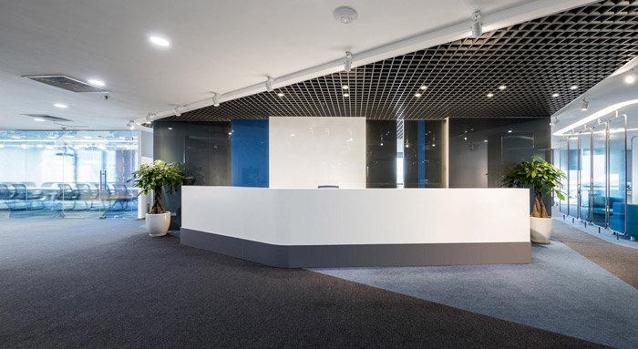 科技辦公室前臺裝修設計效果圖