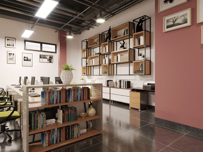 正方形辦公室儲藏區裝修效果圖