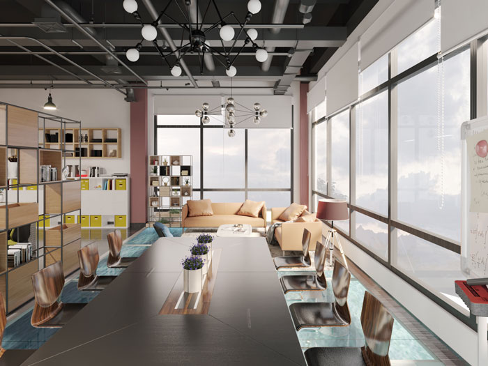 正方形辦公室休息區裝修效果圖