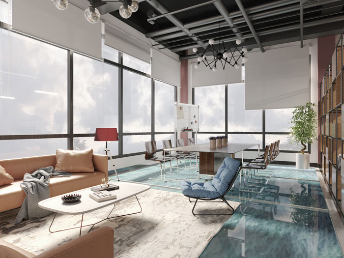 正方形辦公室會議室裝修效果圖