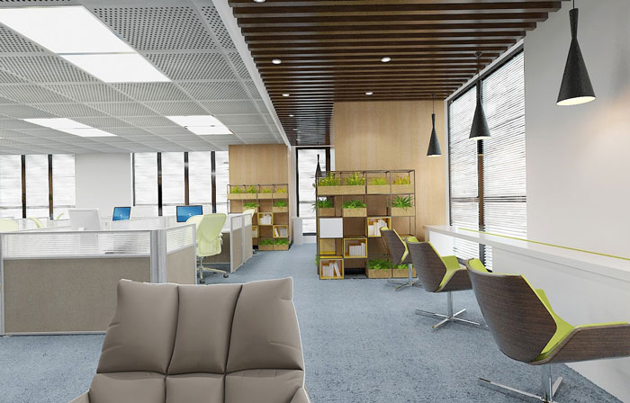 金融辦公室辦公區(qū)設計效果圖