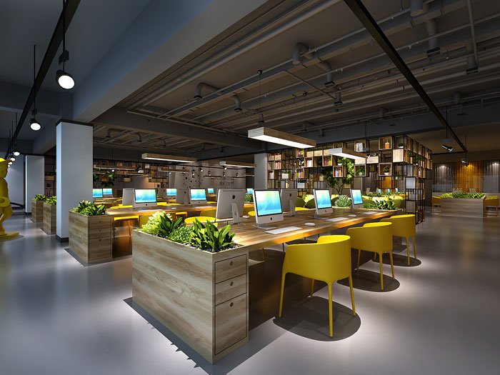 金融辦公室辦公區裝飾效果圖