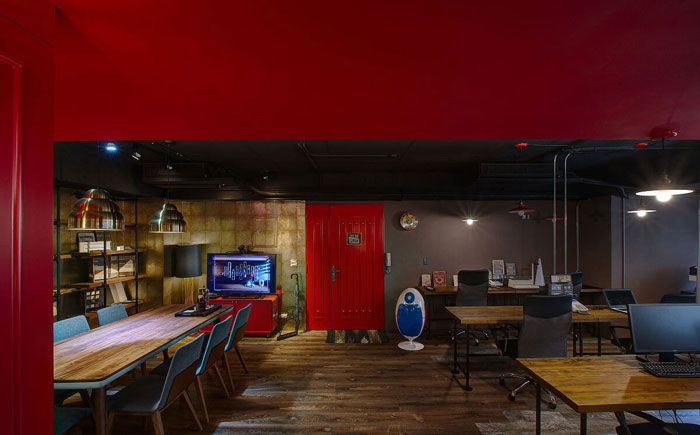 復古辦公室進門區裝飾設計效果圖