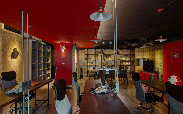 復古辦公室辦公區裝飾設計效果圖