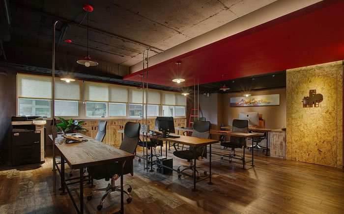 復古辦公室辦公區裝飾設計效果圖