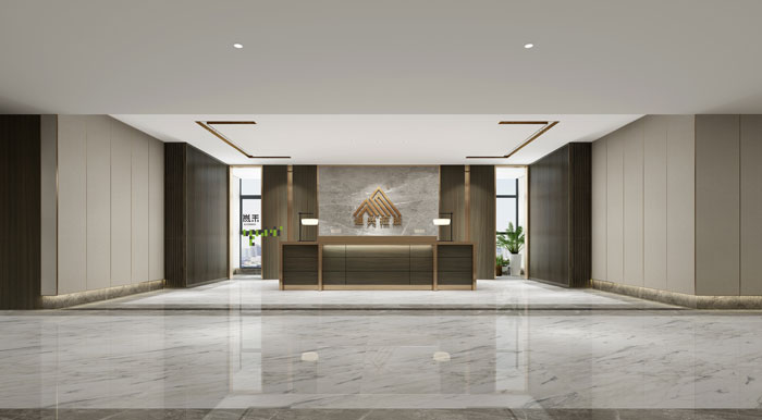 杭州控股公司辦公室前臺裝修設計效果圖