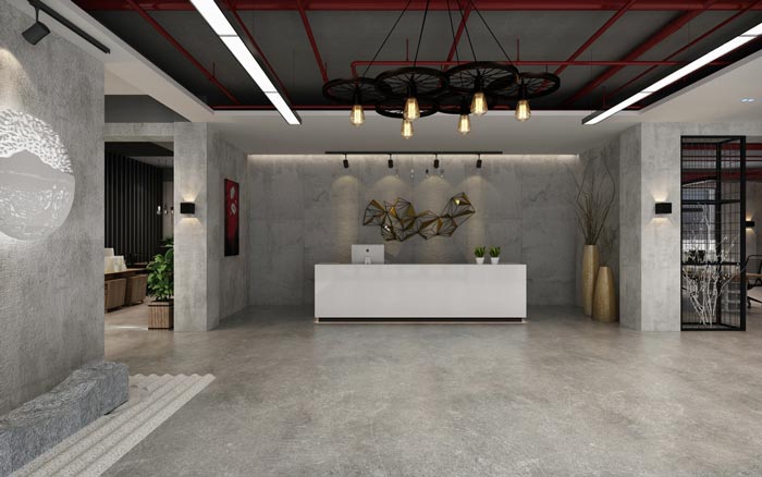 工業風辦公空間前臺設計效果圖
