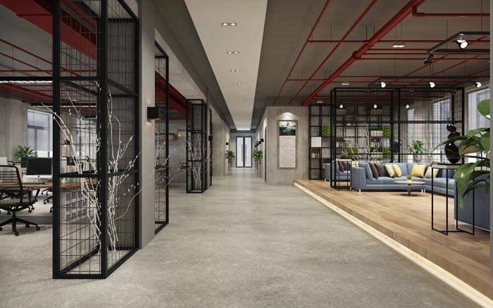 工業風辦公空間過道設計效果圖