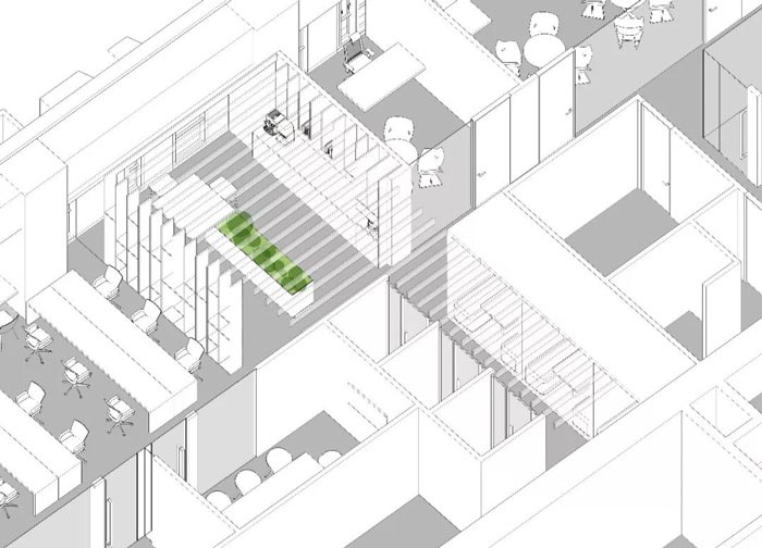 10000平方集團辦公室設計軸測圖