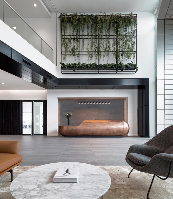 夾層樓辦公室前臺裝修設計效果圖