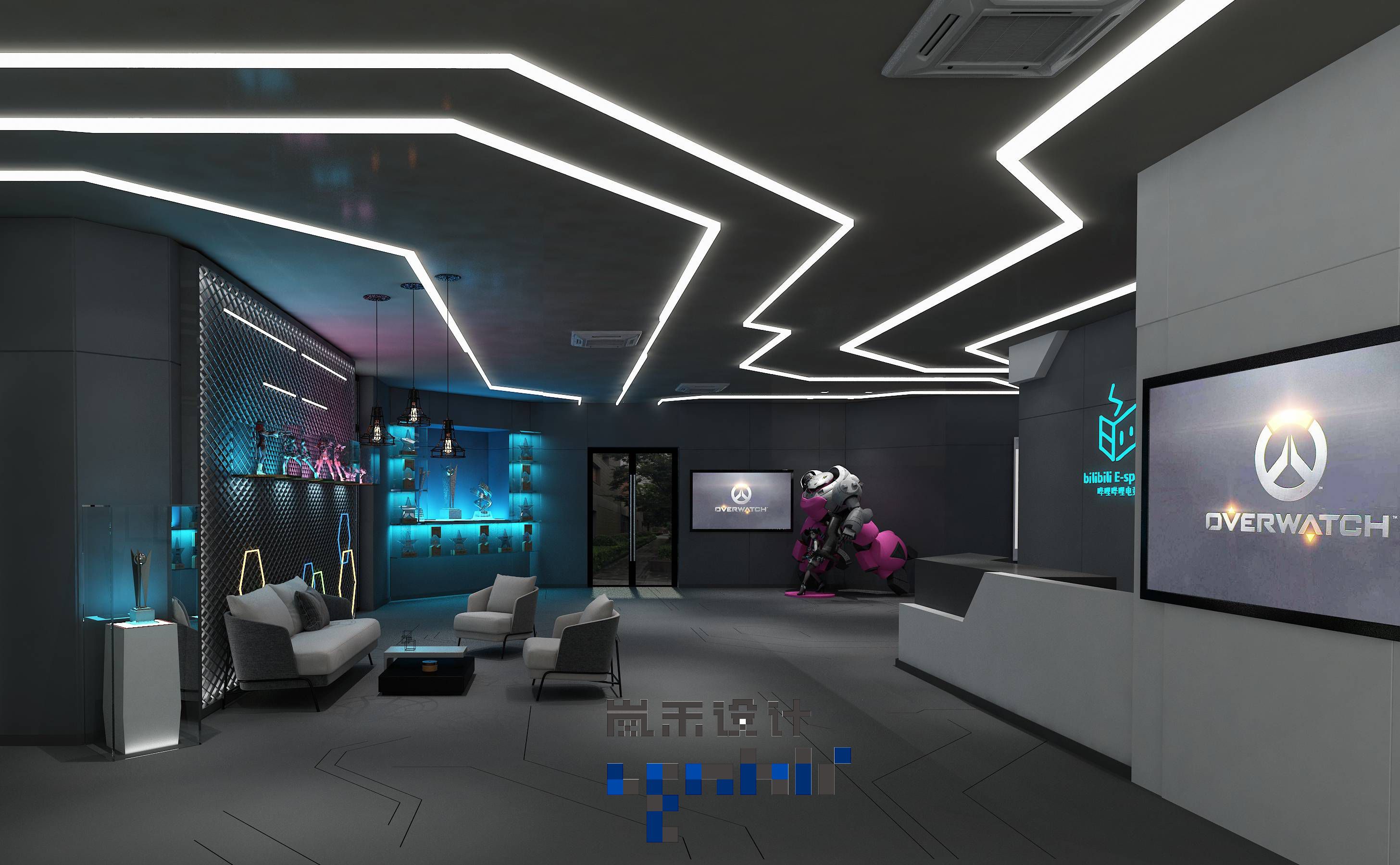 辦公室前臺(tái)效果圖